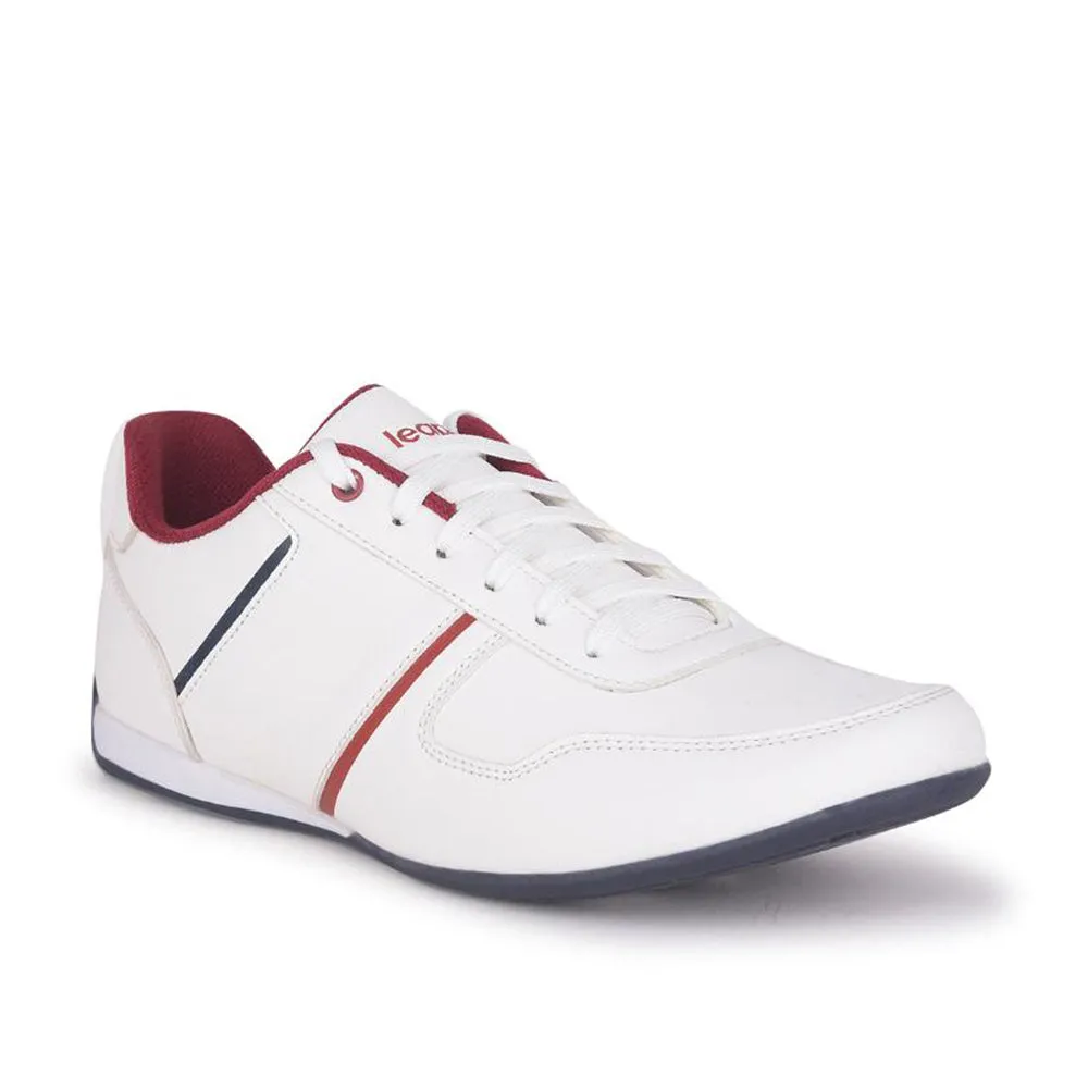 Leap7x Casual White Sneakers For Men TORONTO By Liberty Breathable Padding