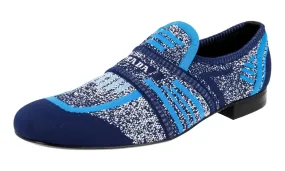 Premium Quality Park Stroll Prada Men's Blue Jacquard Mouline Loafers 2DG098