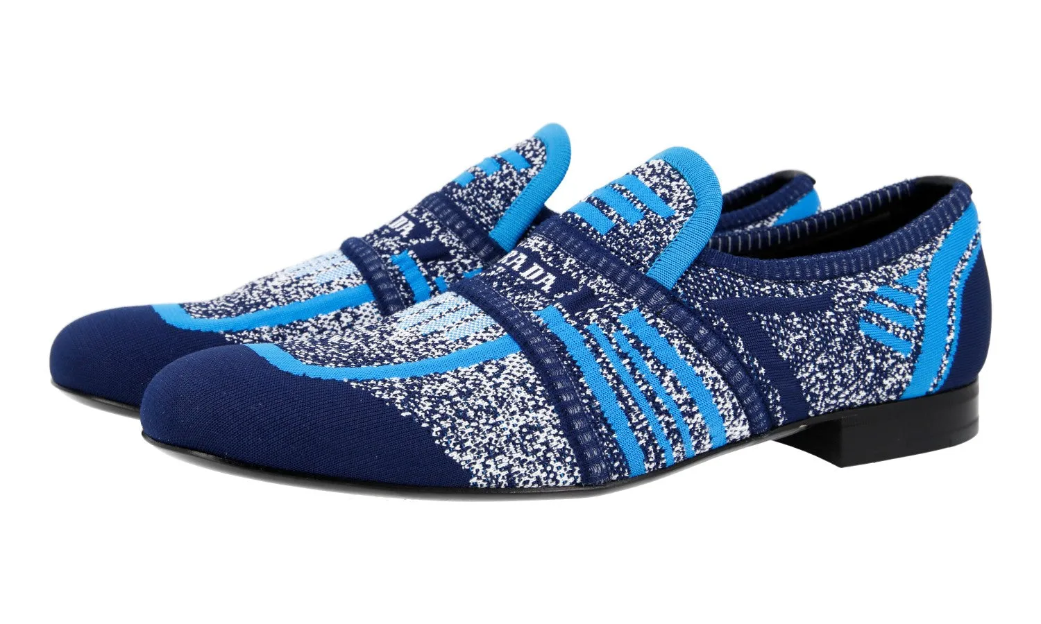Hold Firm Prada Men's Blue Jacquard Mouline Loafers 2DG098