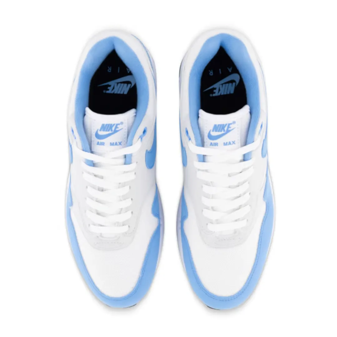 Mens Nike Air Max 1 White/University Blue Maximum Stability
