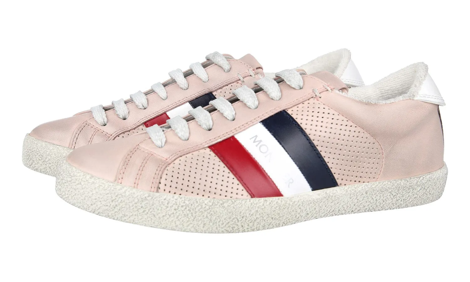 Simple Outline Moncler Women's Pink Leather Sneaker Ryegra