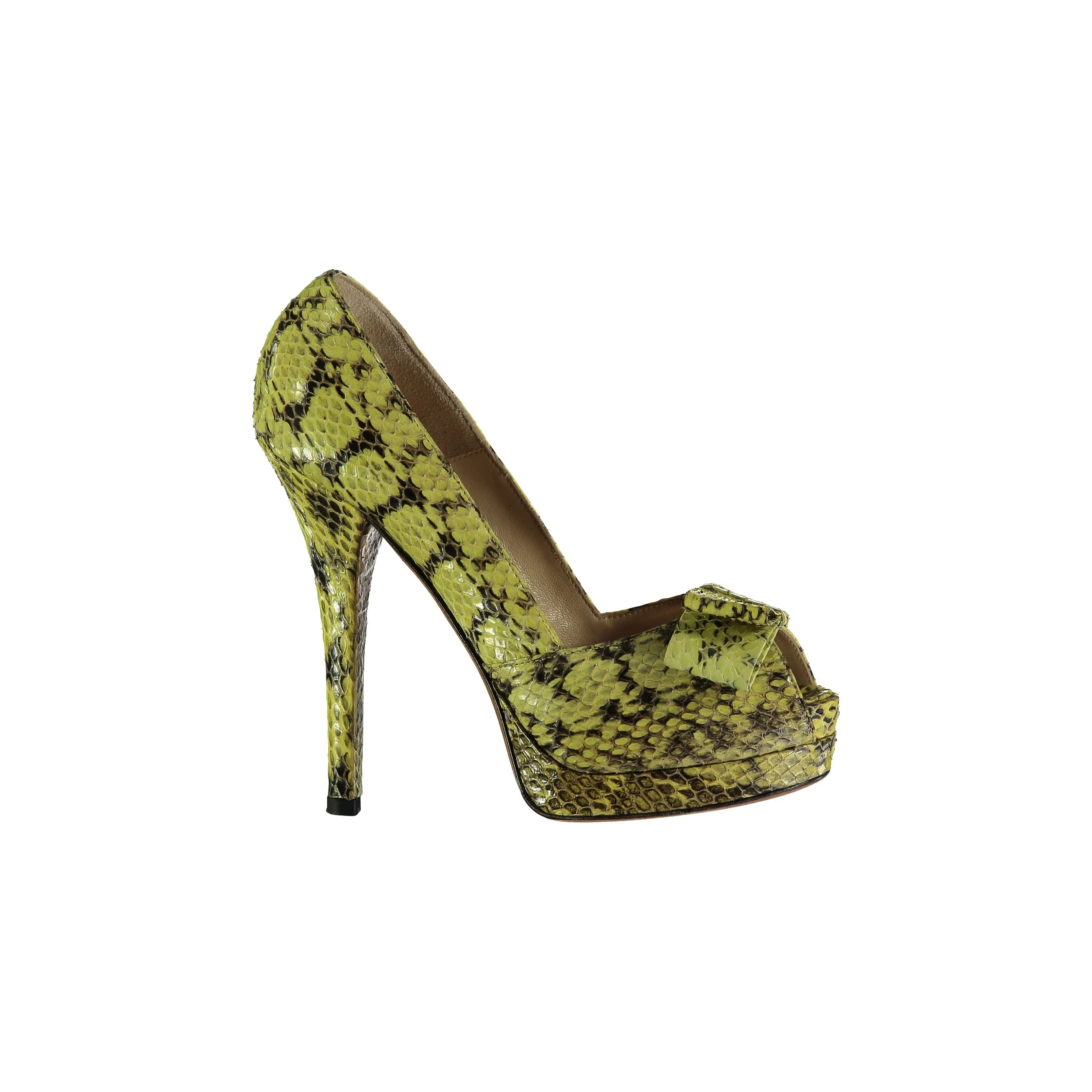 Shock Guard Fendi Snakeskin Peep-toe Platform Pumps - '10s