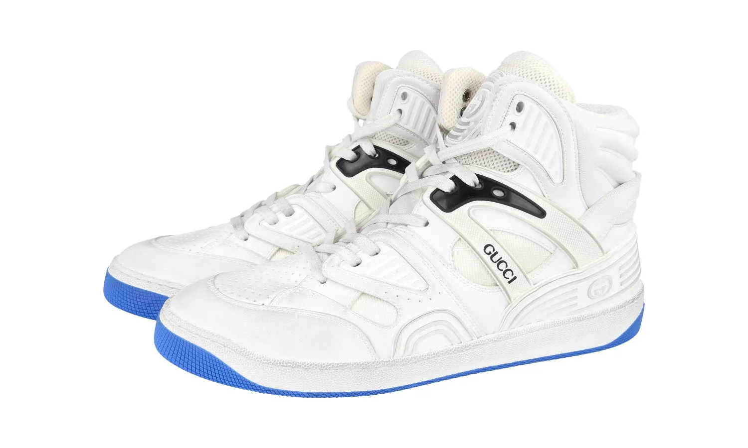 Multi Directional Traction Grip Gucci Women's White Leather Basket Retro Mac80 High-Top Sneaker 661310 Runner's Choice Pressure Dispersion