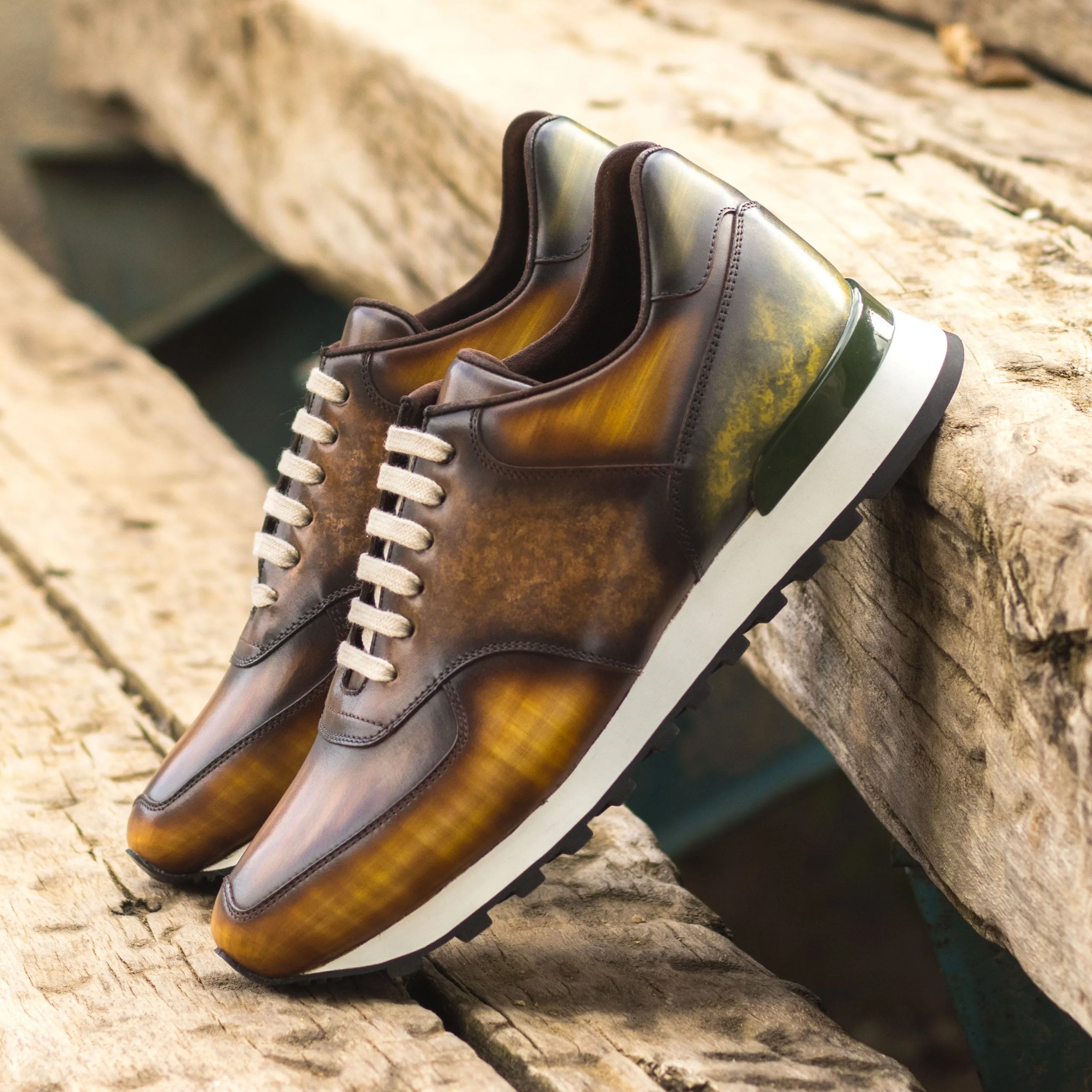 Multi-Patterned Patina Jogger Sneakers Flex Grip