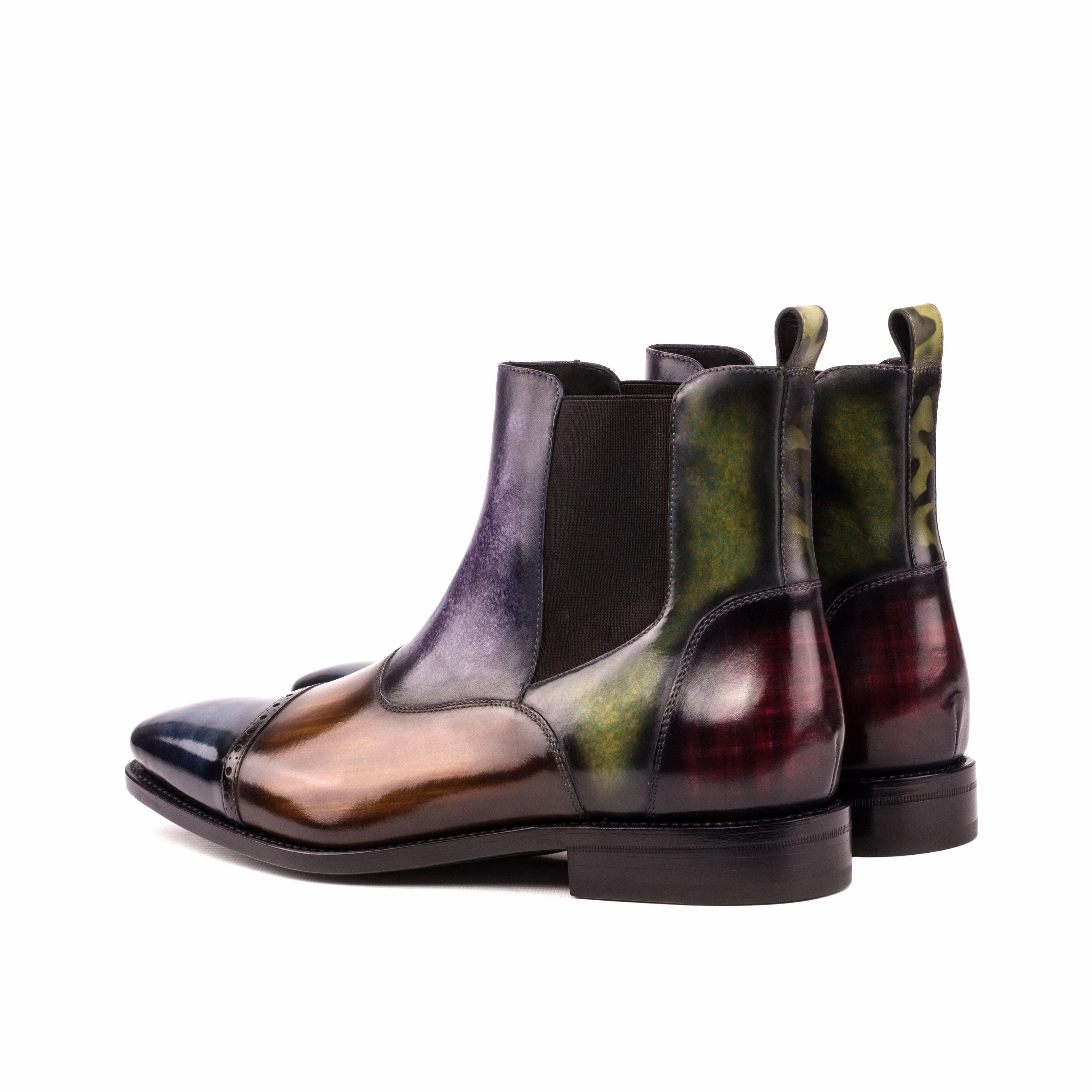 Trendy Fit Edgy style Multi-Patterned Patina Chelsea Boots