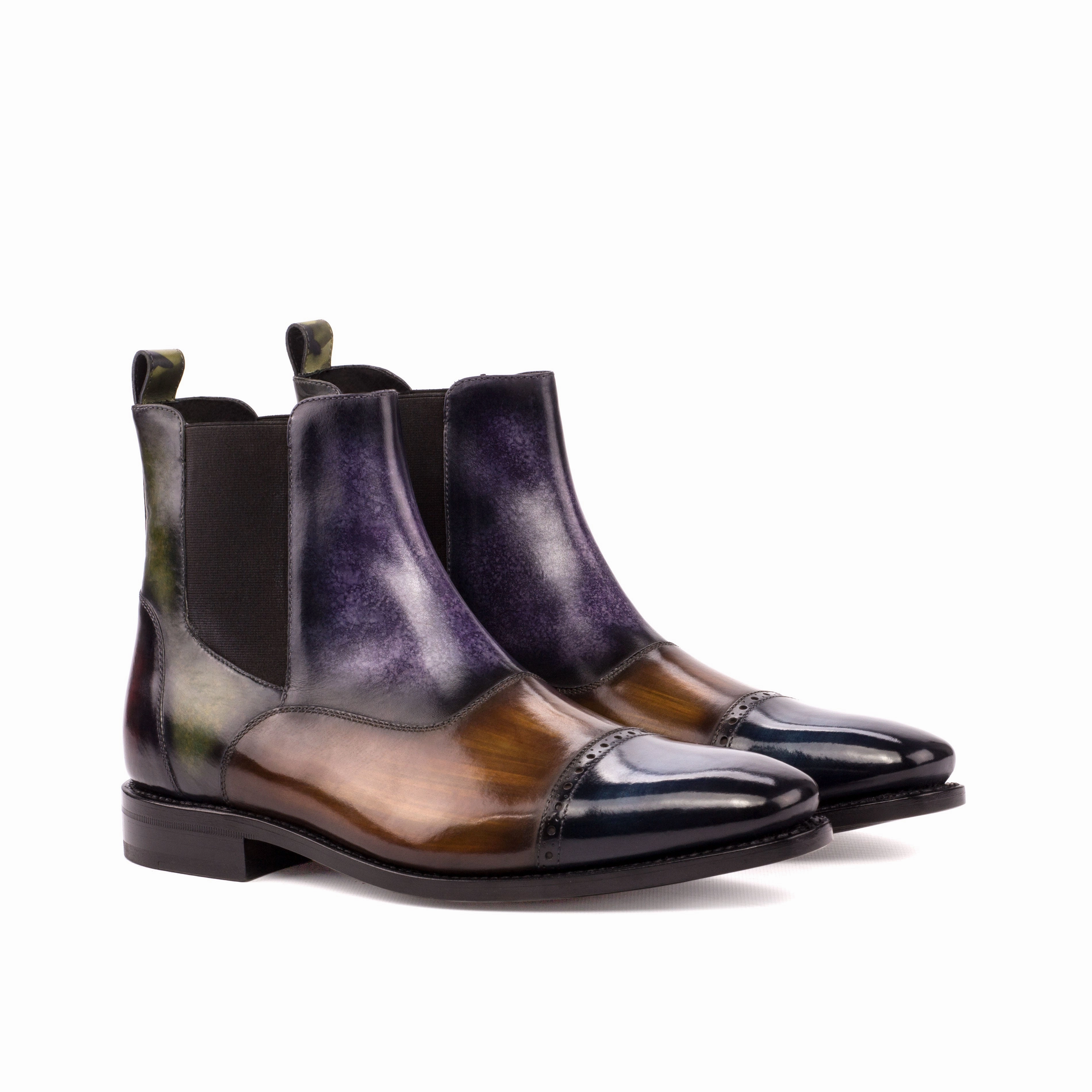 british retro Field Work Multi-Patterned Patina Chelsea Boots