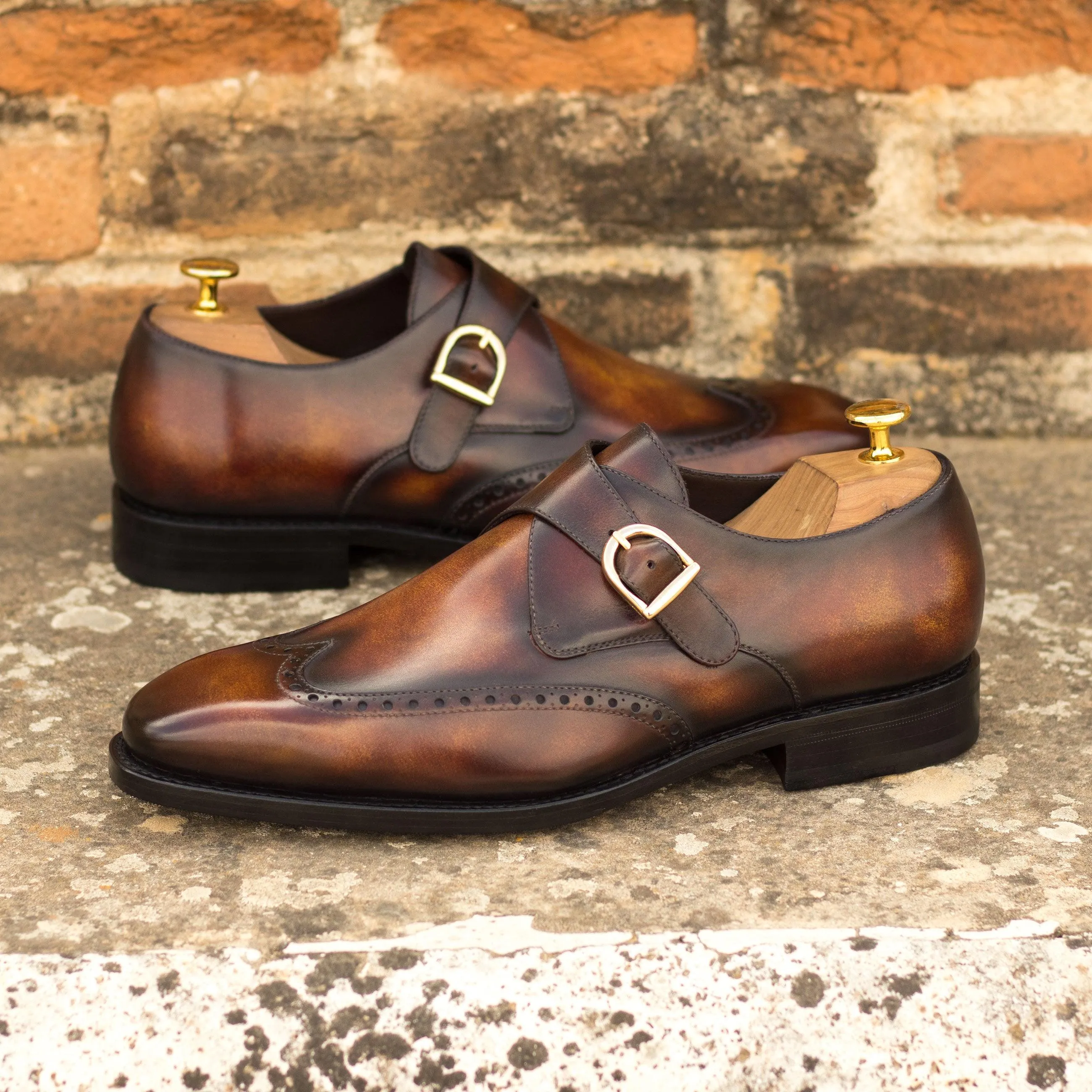 Museum Patina Single Monk Shoes Focused Mind Lightweight Build