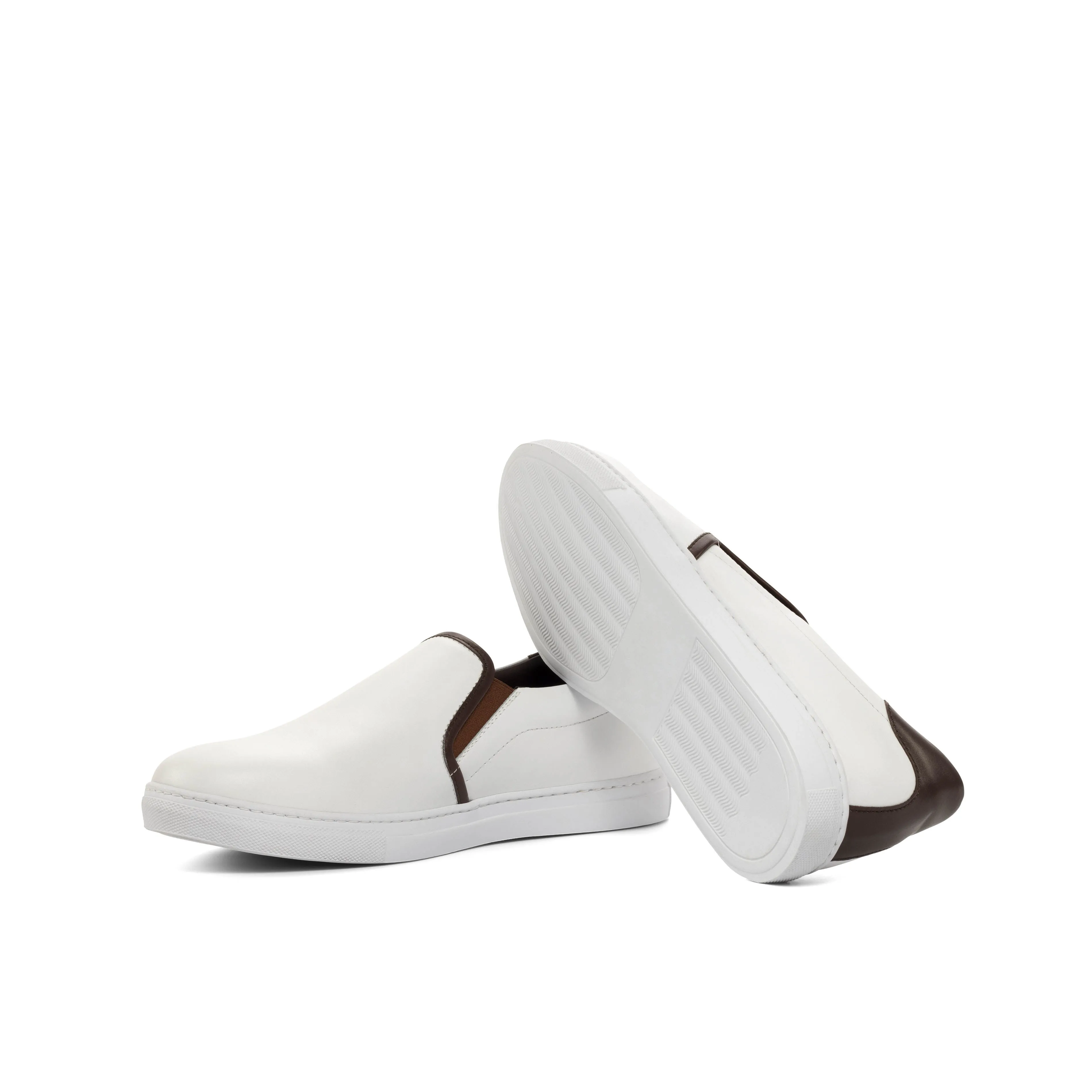 White Nappa Slip-On Sneakers Ventilation Perforation Systems