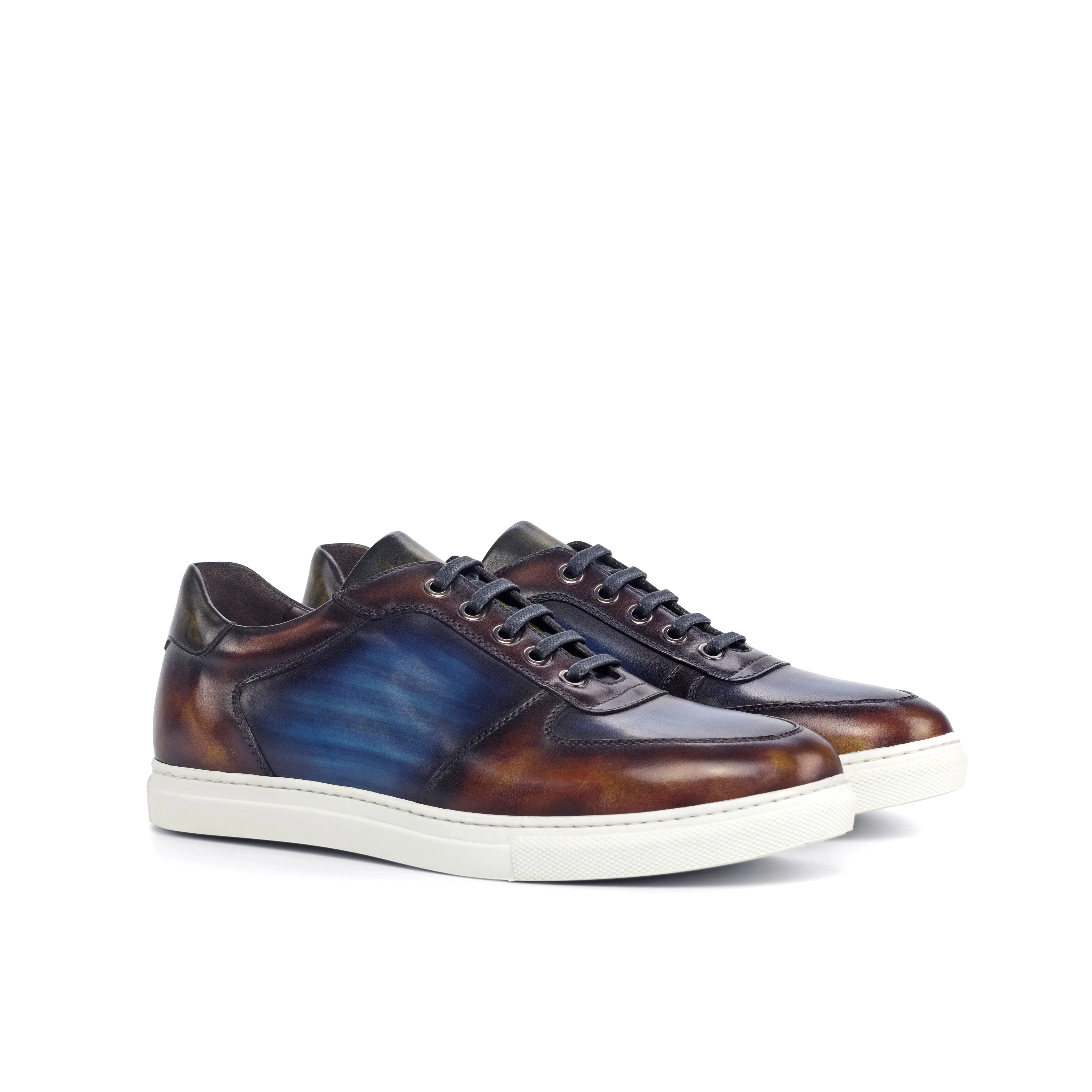 Navy & Brown Patina Low-Top Sneakers Fast Step