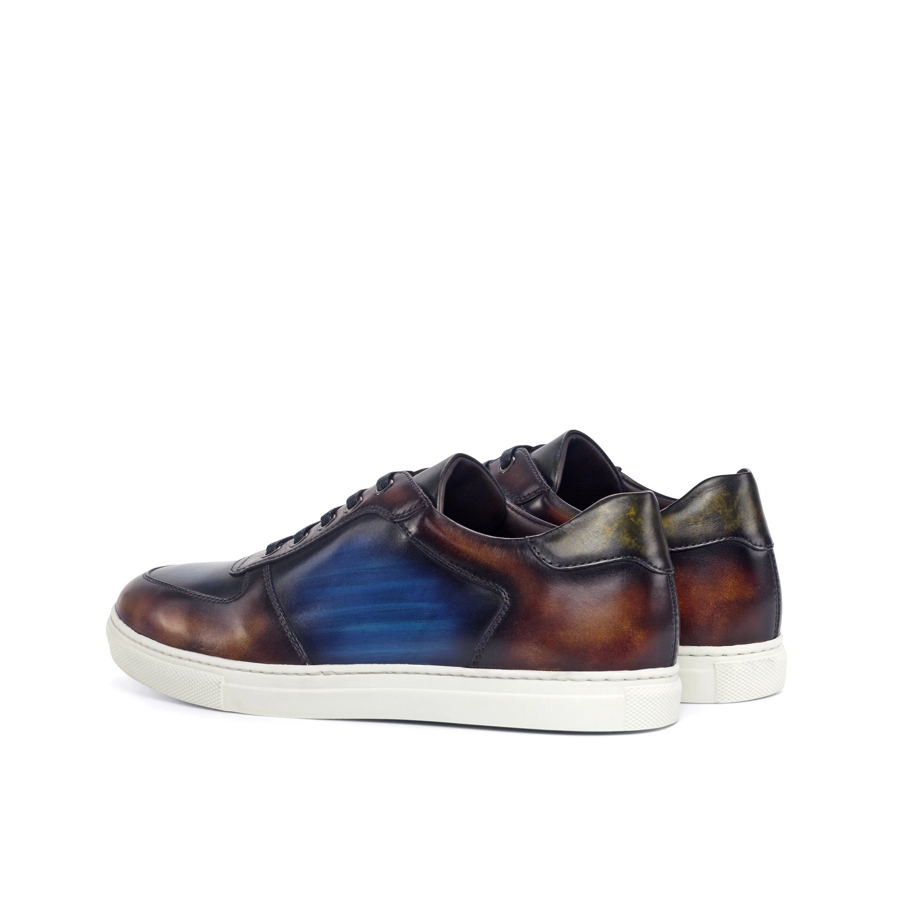 Plush Touch Navy & Brown Patina Low-Top Sneakers