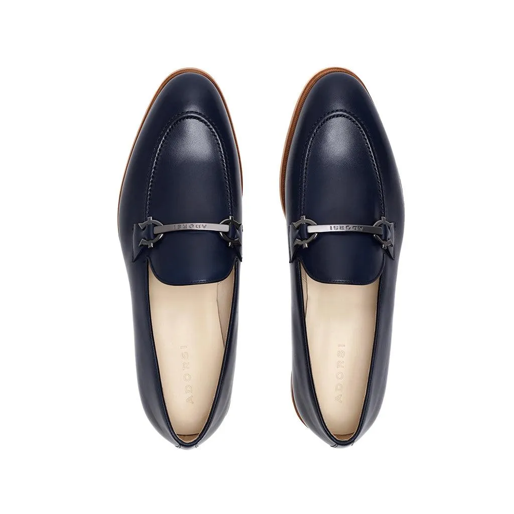 Practical Comfort Shoes Practical All-day Shoes Navy Calf Horsebit Loafer