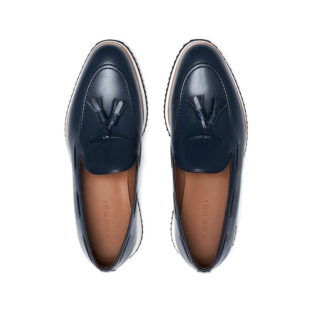 Heel Strong Navy Calf Tassel Loafer Runner