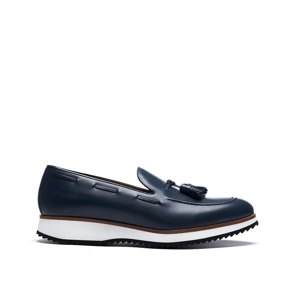Odor Resistant Navy Calf Tassel Loafer Runner