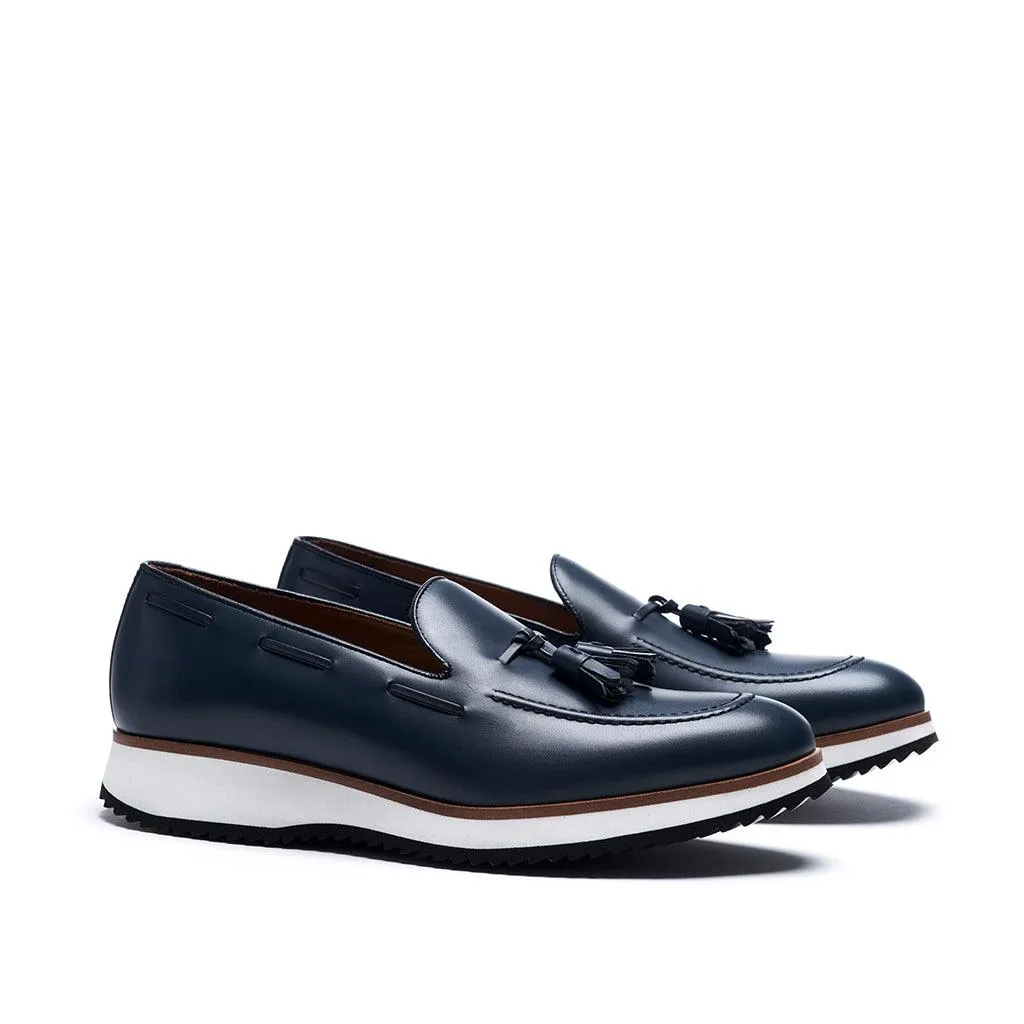 Navy Calf Tassel Loafer Runner Cloud Flow
