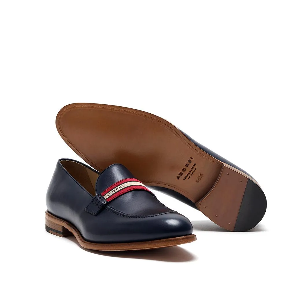 Navy Calf Web Stripe Loafer Urban Breeze Lawyer Attire