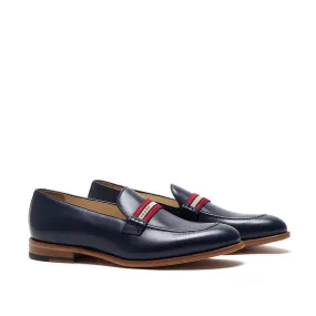 Clean Path Open Air Navy Calf Web Stripe Loafer