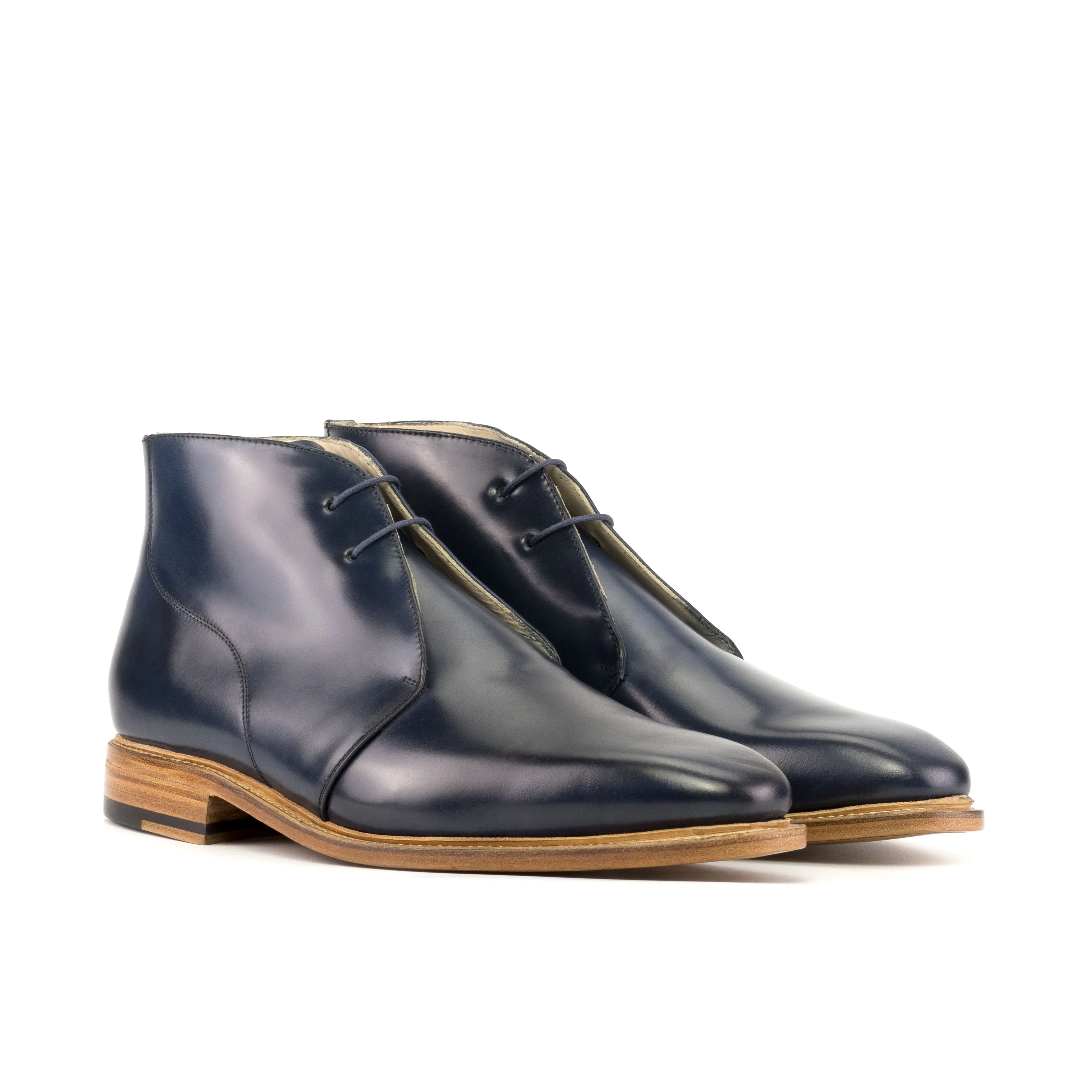 Navy Shell Cordovan Chukka Boots Anti Odor