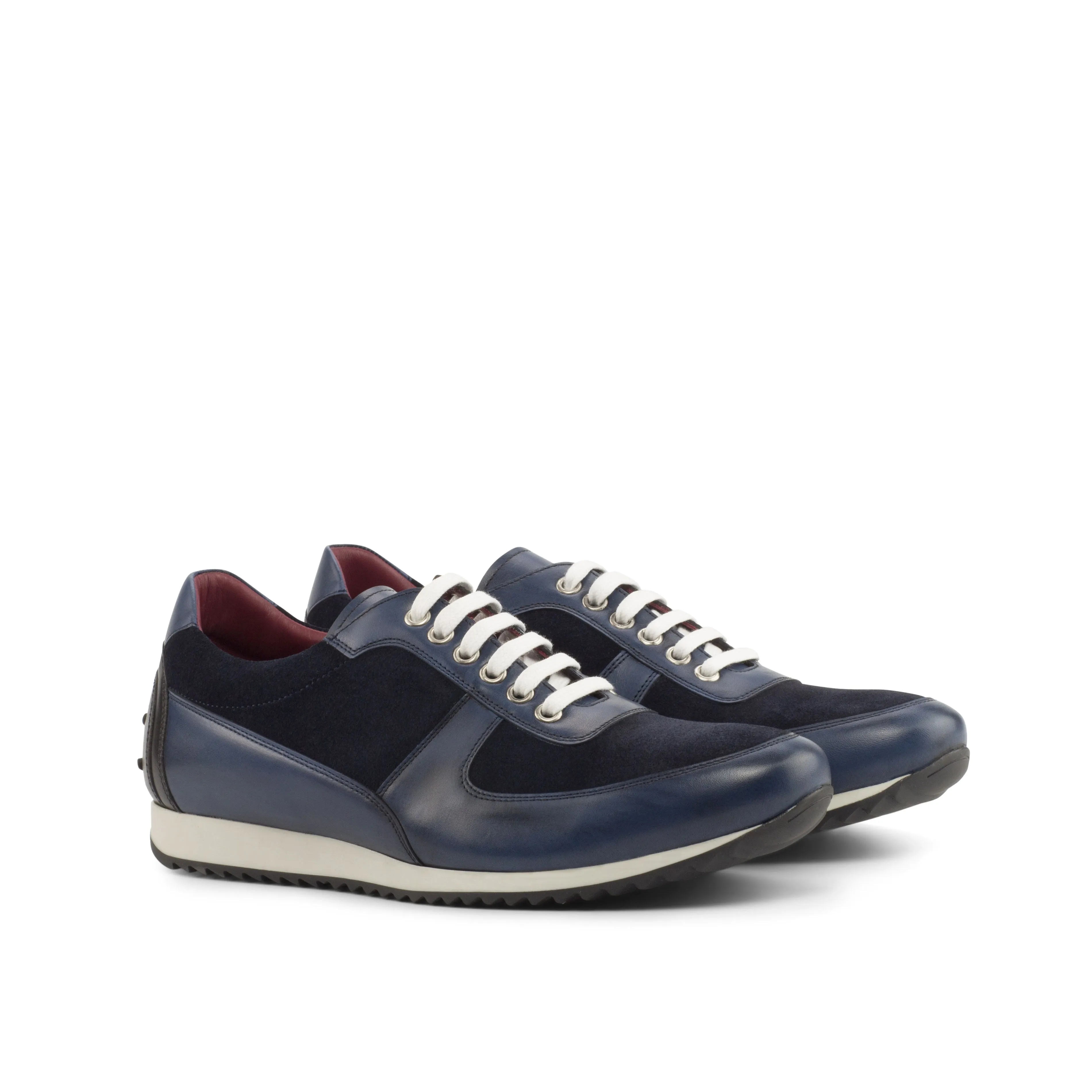 Technical - fabric Navy Suede & Black Calf Trainer Sneakers