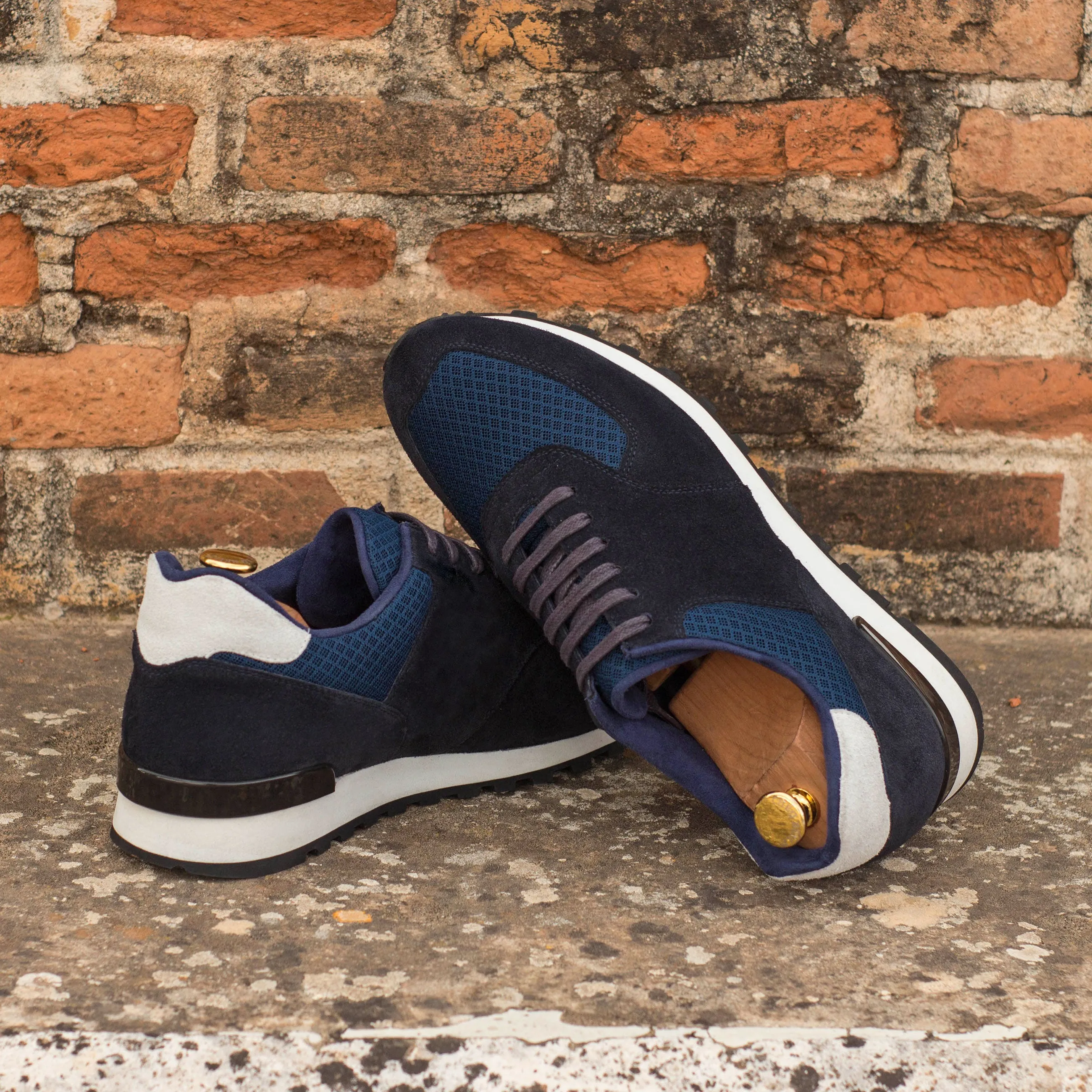 Recycled memory - foam insole shoes Navy Suede & Mesh Jogger Sneakers