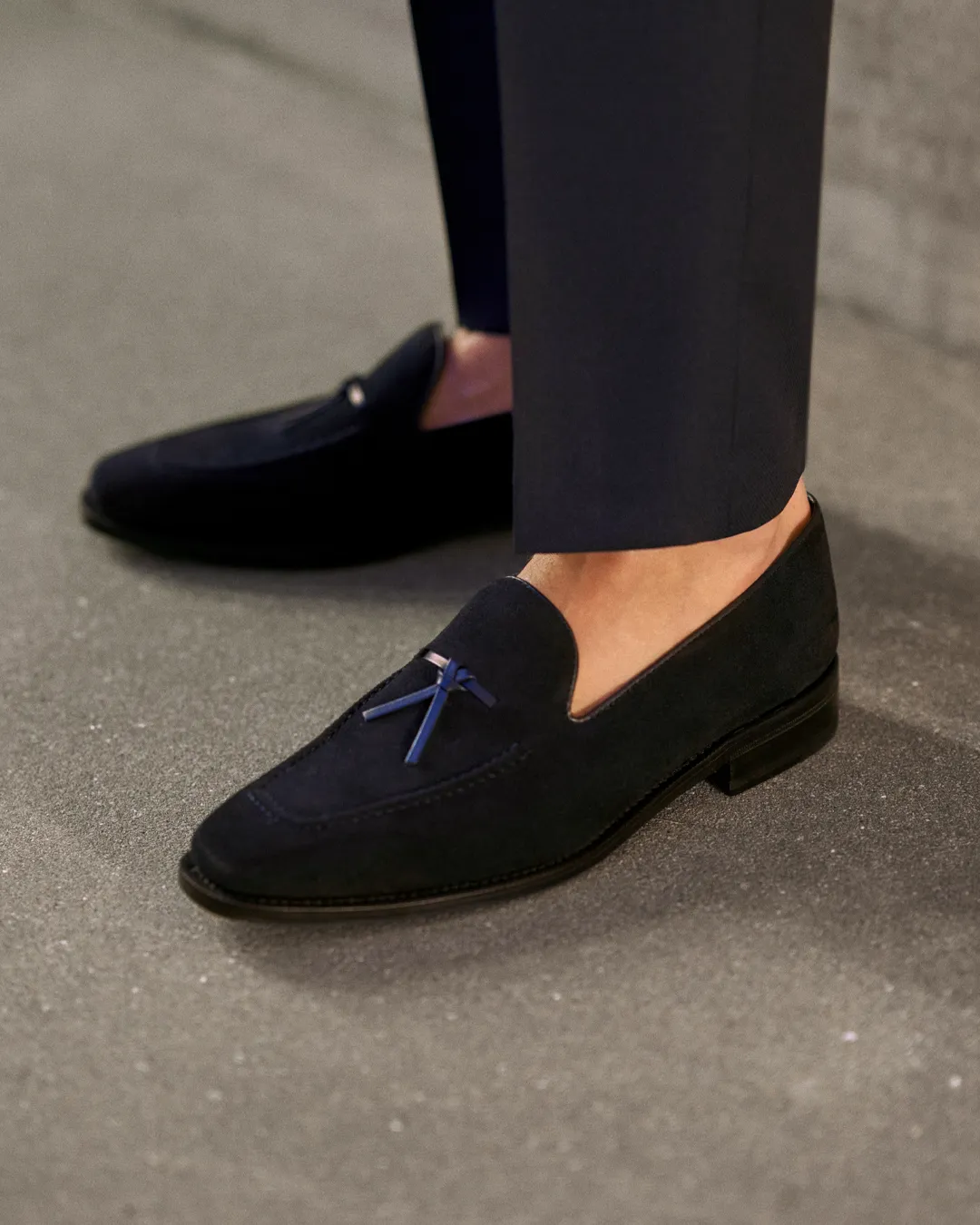 Old Street Navy Suede Belgian Loafer
