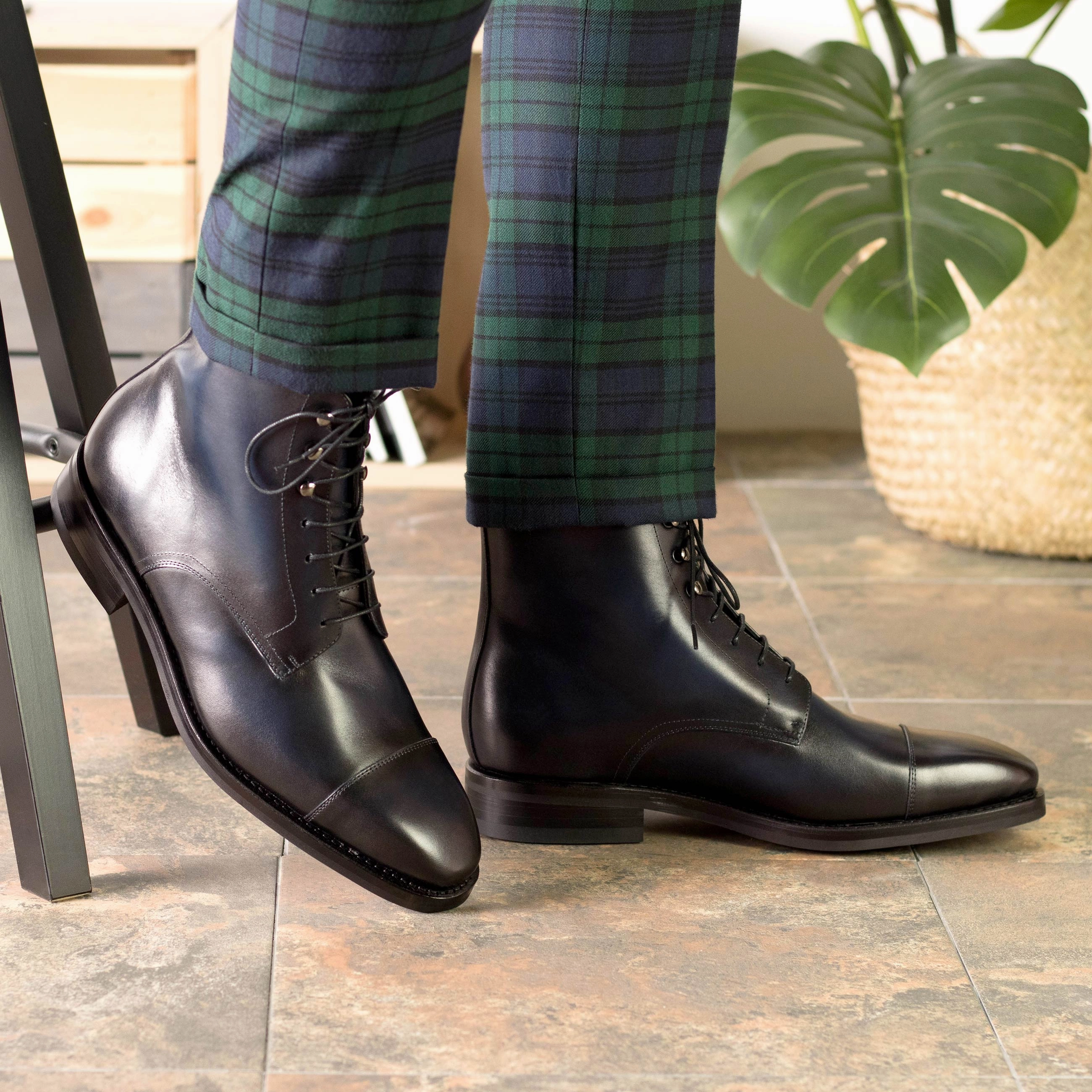 Navy Calf Leather Jumper Boot Minimal Look Hope Step