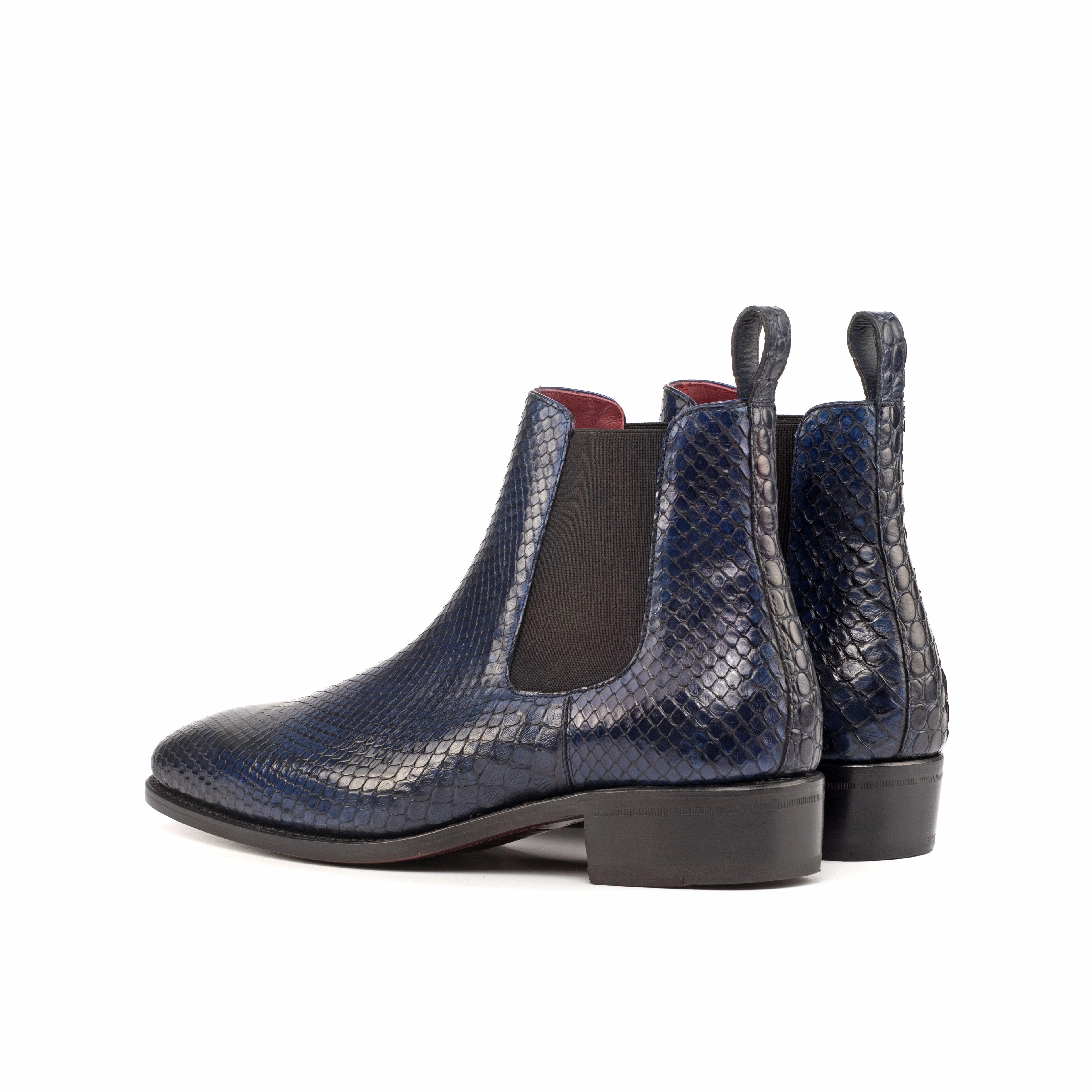 Travel Olive Tone Navy Python Chelsea Boots