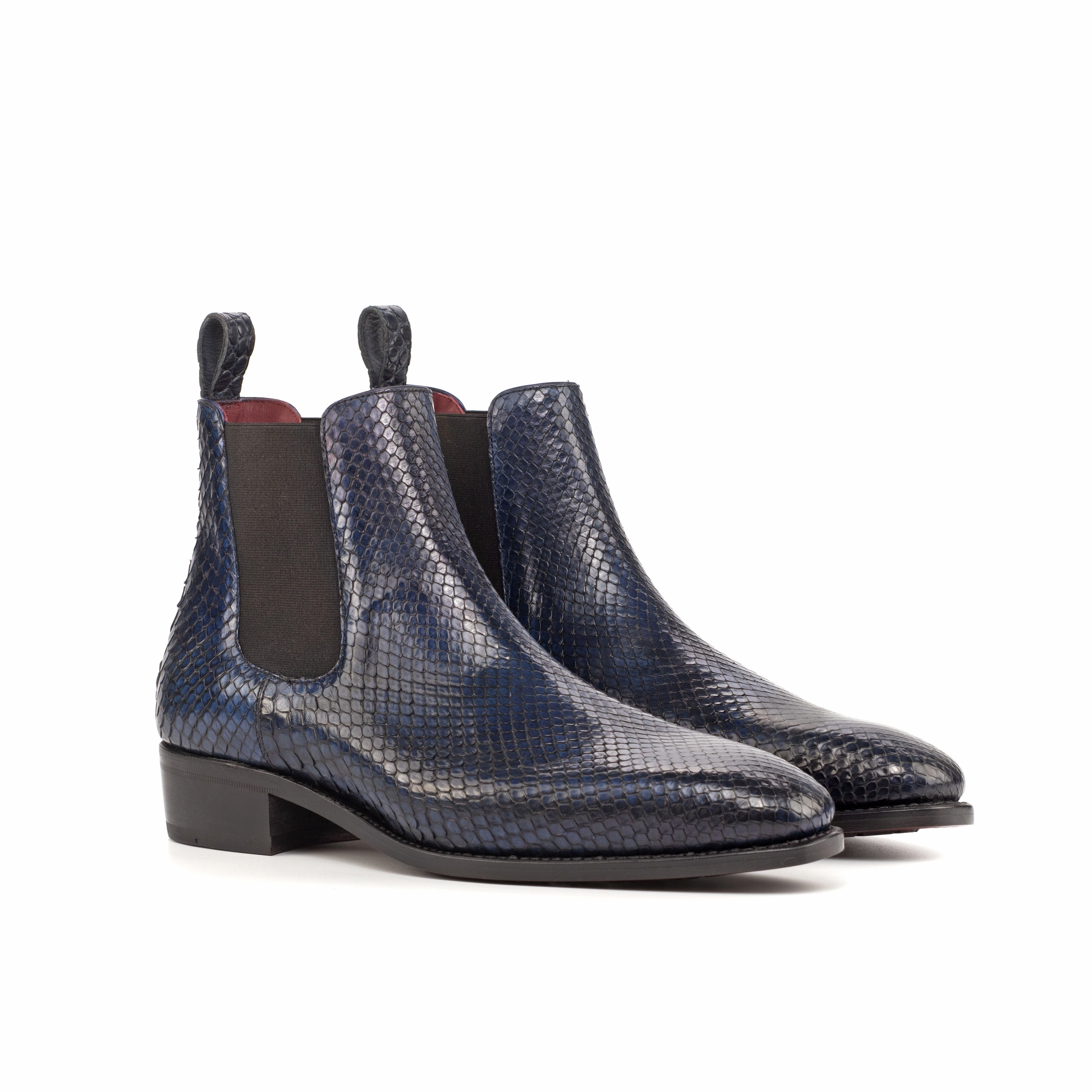 Navy Python Chelsea Boots Breathable