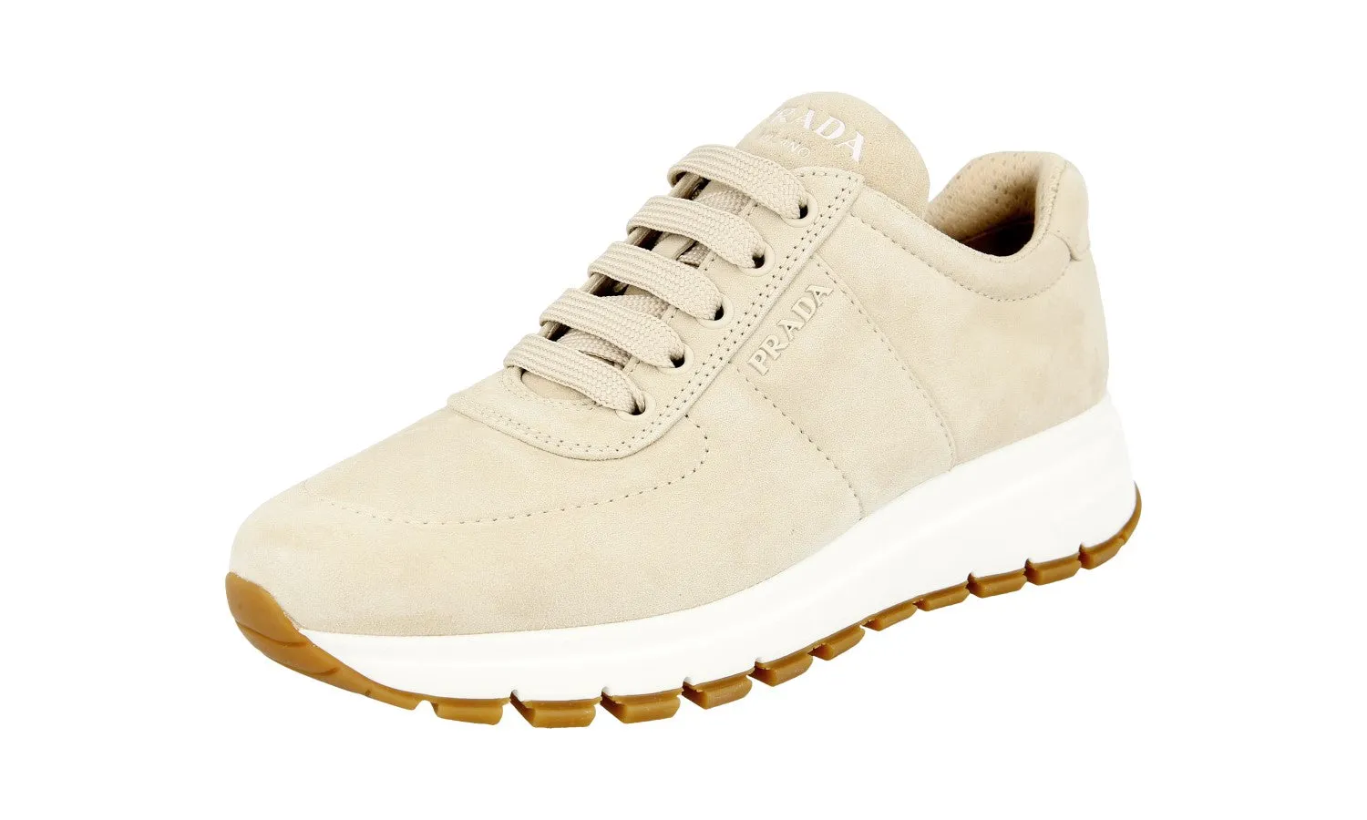 Prada Women's Beige Leather Prax01 Sneaker 1E553L Shock   Dispersion All-purpose fit