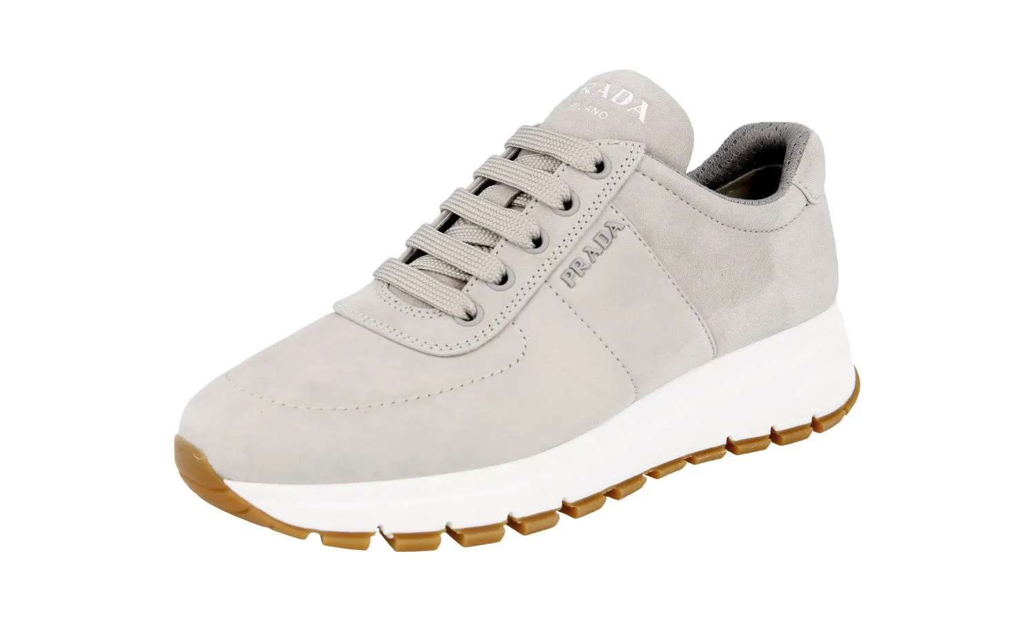 Comfort Pad Recycled Synthetic Upper Prada Women's Grey Leather Prax01 Sneaker 1E553L