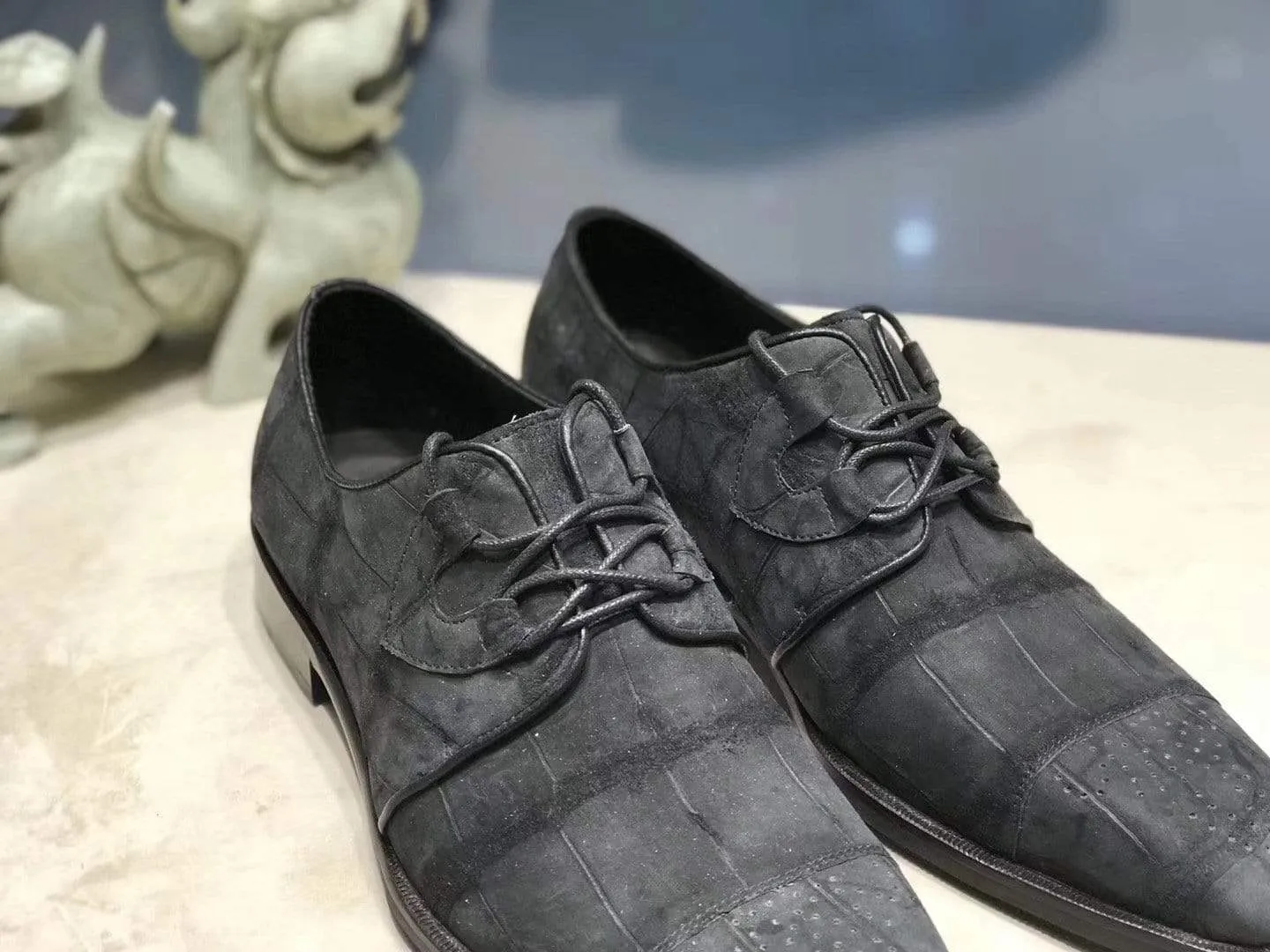 Crocodile Shoes Sanded  Genuine Crocodile Leather Penny Casual Business Brogue Shoes Flight Mode Field Play