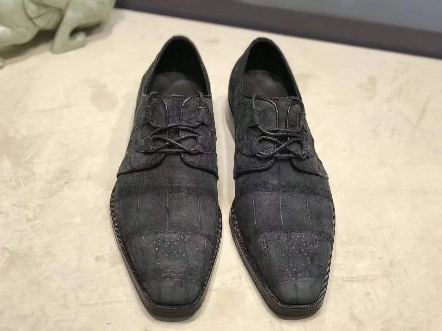 Picnic Spot Casual Cushion Crocodile Shoes Sanded  Genuine Crocodile Leather Penny Casual Business Brogue Shoes