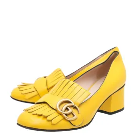 Athletic Fit Knit Fresh Gucci Yellow GG Marmont Mid-Heel Pump 36