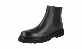 Night Out Prada Women's Black Full Brogue Leather Half-Boot 1T778L