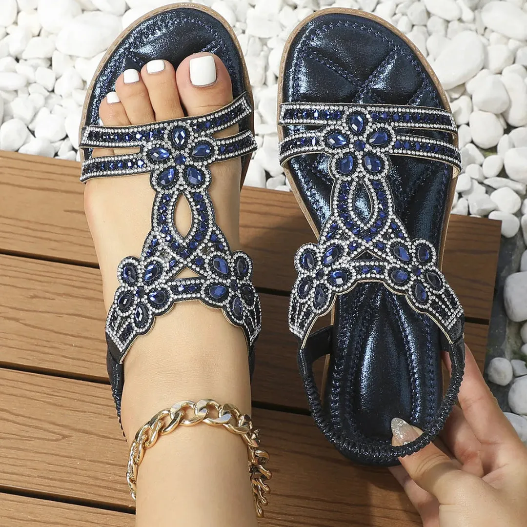 Breathable Lining Lightweight Footwear Aria Rhinestone Slingback Sandals
