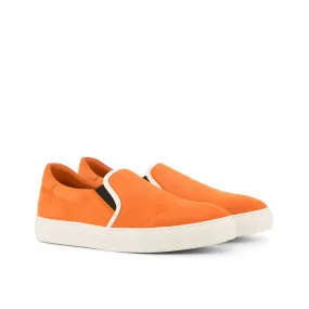 Orange Suede Slip-On Sneakers Flexibility Boost