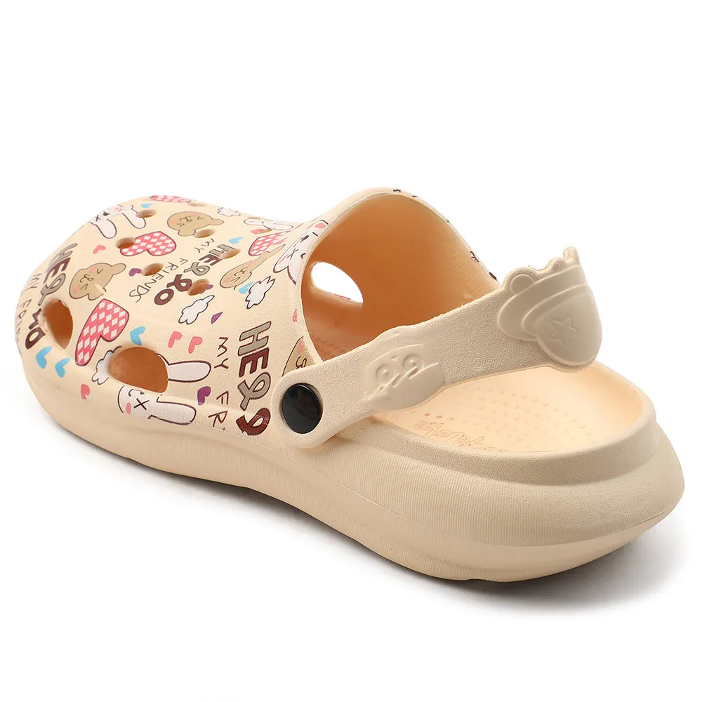 Lucy & Luke Beige Casual Slingback Printed Clogs For Kids ALEX-K3E By Liberty Energy Saving