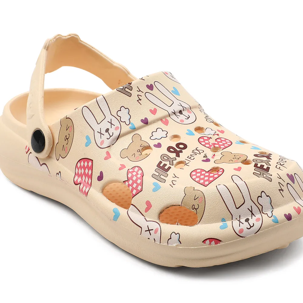 OdorResistant Lucy & Luke Beige Casual Slingback Printed Clogs For Kids ALEX-K3E By Liberty