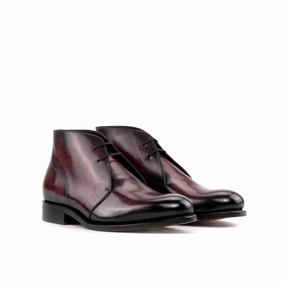 Buckle Shine Burgundy Marble Patina Leather Chukka Boots