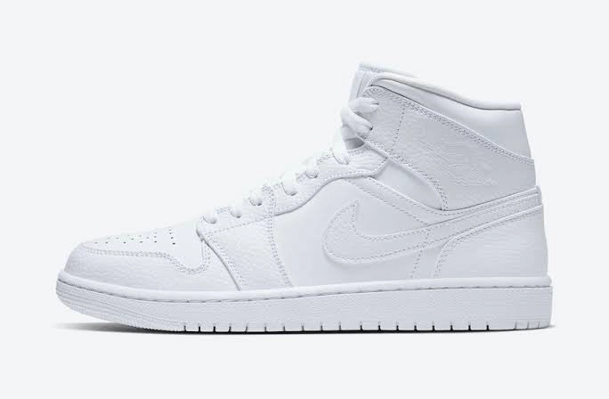 Men's Nike Air Jordan 1 Mid (White/White) heat - dissipating running shoes mental health benefits