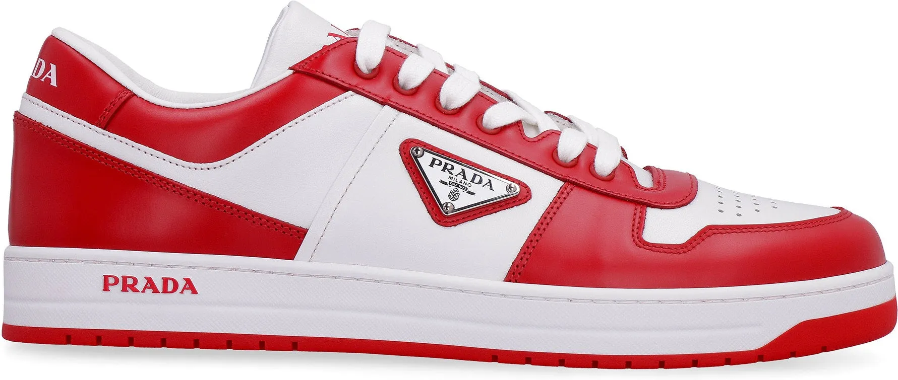 Game Ready Green Core Prada Logo Patch Canvas Sneakers.