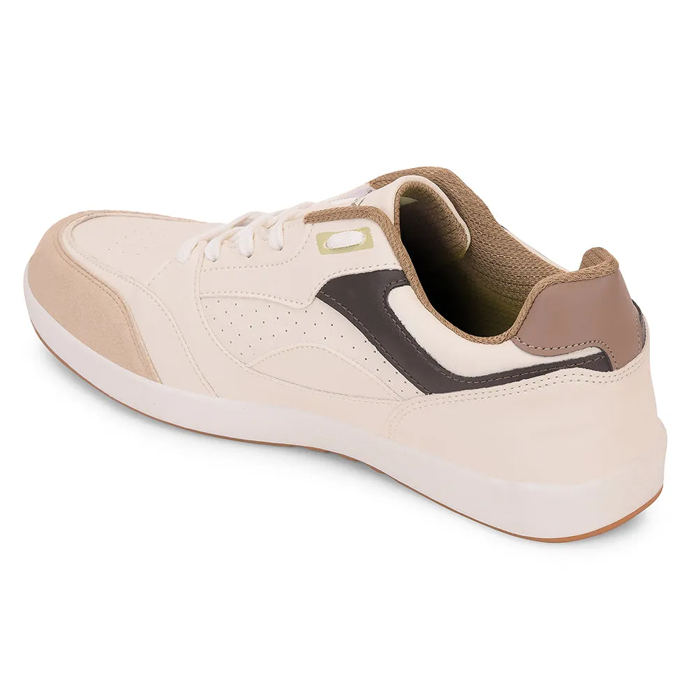 Stretchable Mesh Leap7x Beige Casual Lacing Sneakers For Men CLASTO-1E By Liberty