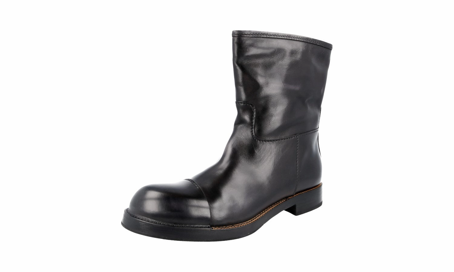 Practical Style Holiday Ready Prada Men's Black welt-sewn Leather Half-Boot 2WG001
