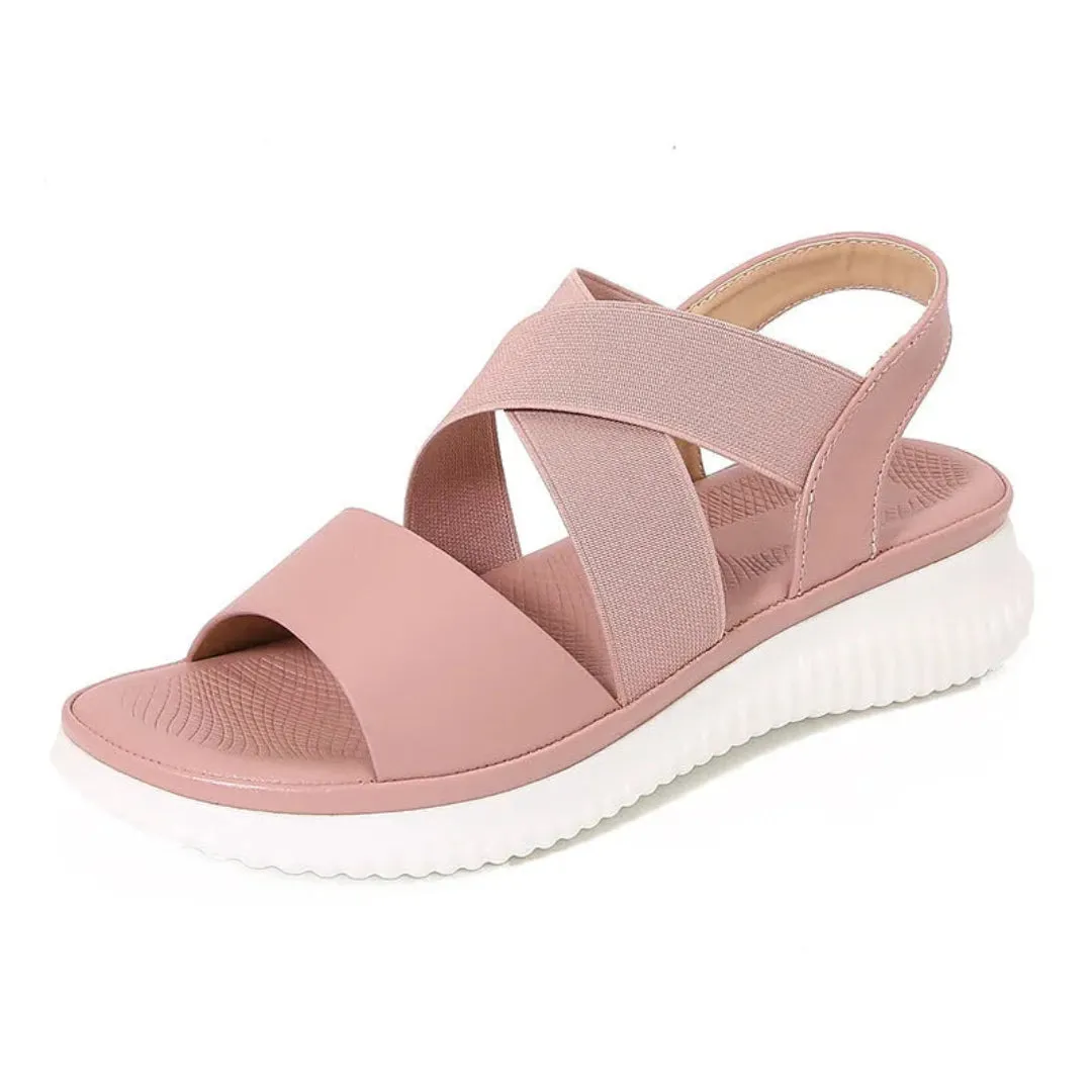 Luna Crisscross Elastic Slingback Sandals Closed Toe Design