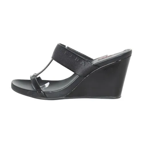 Breathable Indoor Fitness Retro Mood Prada Sport Patent Leather Wedges