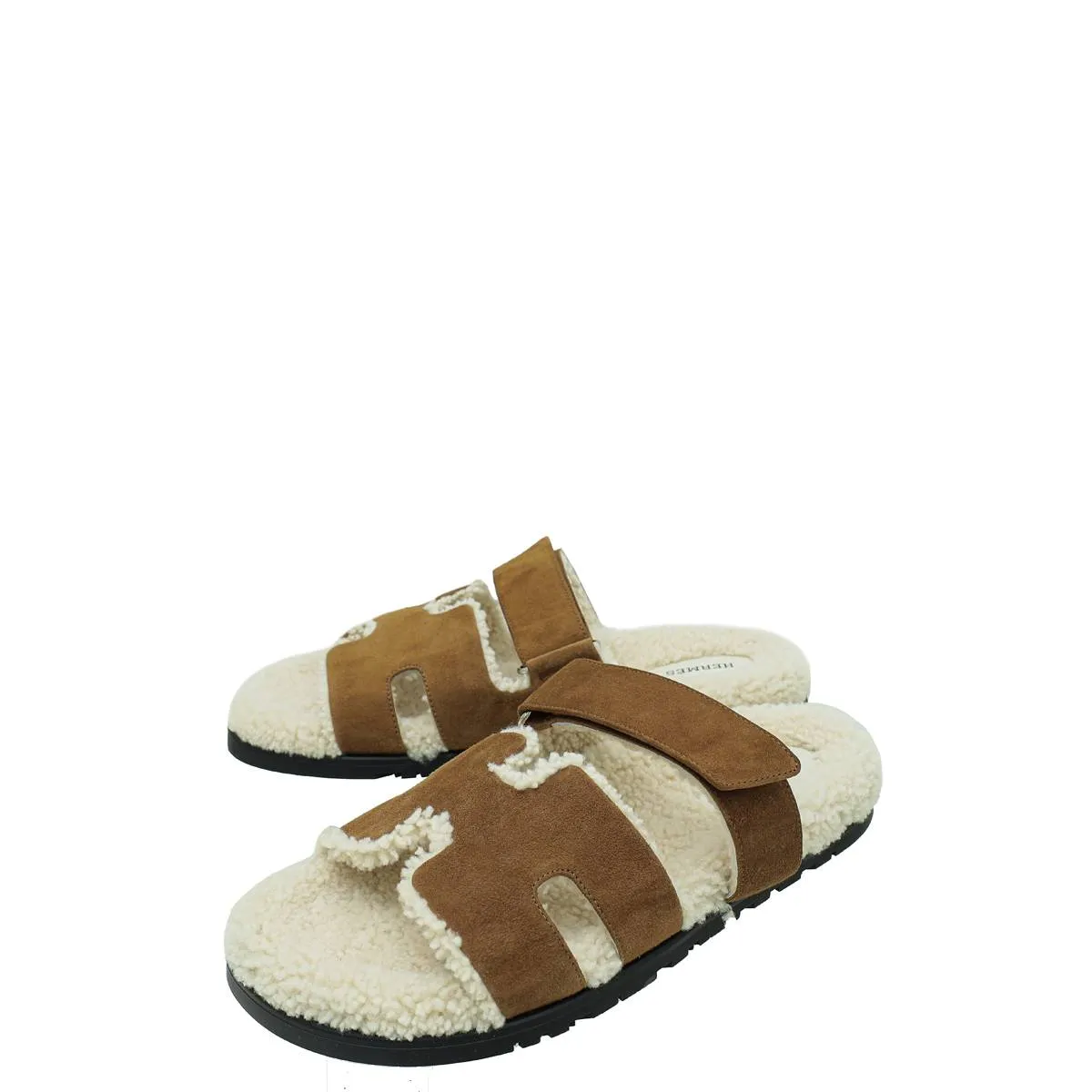 Top quality Hermes Bicolor Suede Wool Shearling Chypre Sandal 42 Digital Run Sturdy Build
