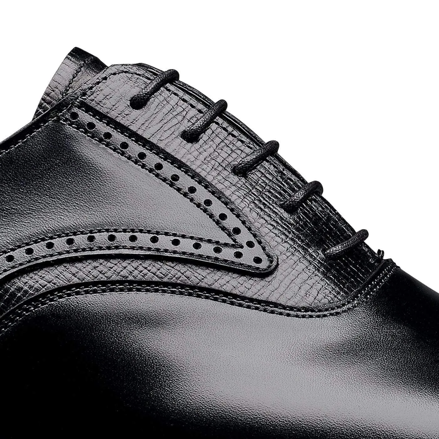 Leather Finish Perry Black Calf & Black Willow Grain