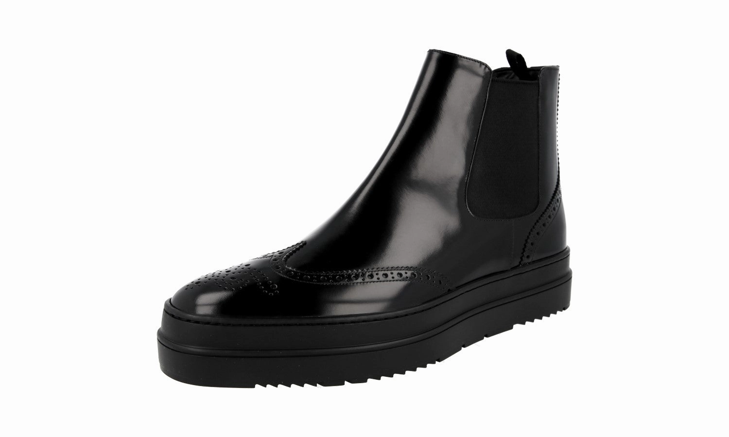Smart Wardrobechic Cold Fit Prada Men's Black welt-sewn Leather Half-Boot 2TE127