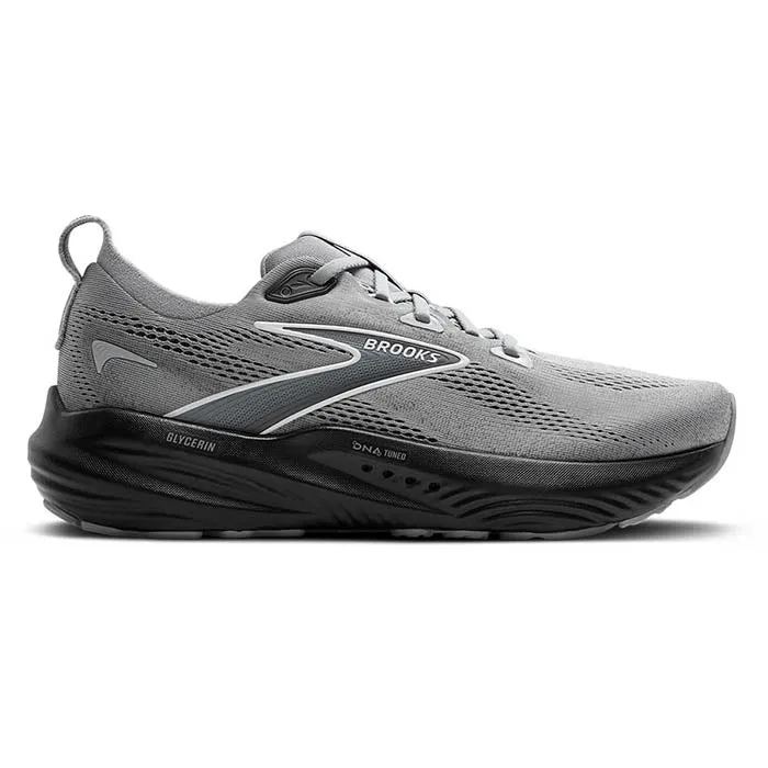 Mens Brooks Running Glycerin 22 in Primer Gray/Ebony/Bluewash Wide Toe Box Engineering