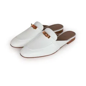 Top quality Hermes Oz Mule White Calfskin Rose Gold Hardware 40.5 Flexible Fit City Adventure Pair Quick