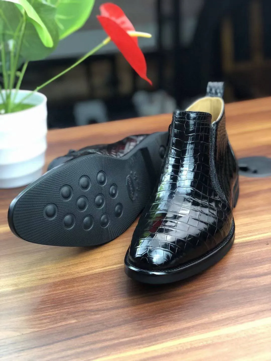 Gift Walk Gym Walk Crocodile Shoes Men's Comfort Craftsman Chelsea Boots